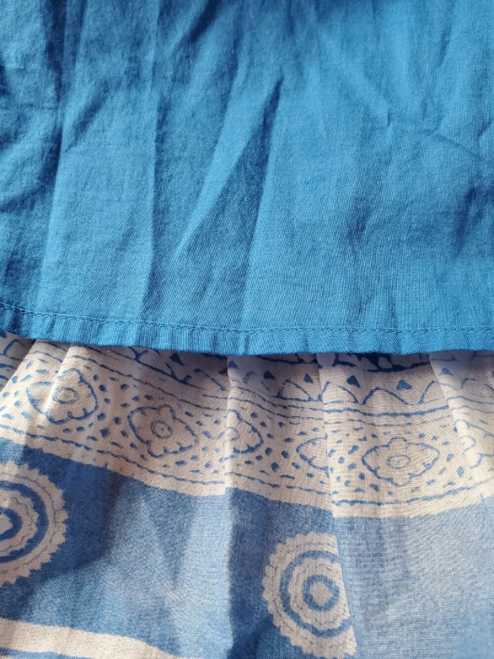 Jones New York Sport Cotton Maxi Skirt Size 8 Blue Paisley Tiered Lagenlook Long - Picture 7 of 10